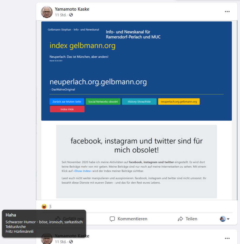 Obsolet-Kranke Posts meines Stalkers