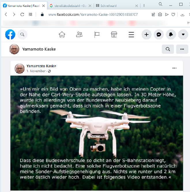 Yamamoto Kaske mit Copter nach seiner OP