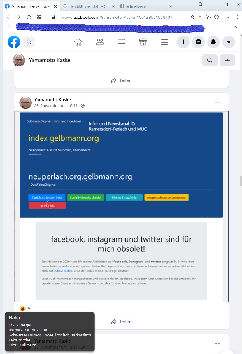 Obsolet-Kranke Posts meines Stalkers