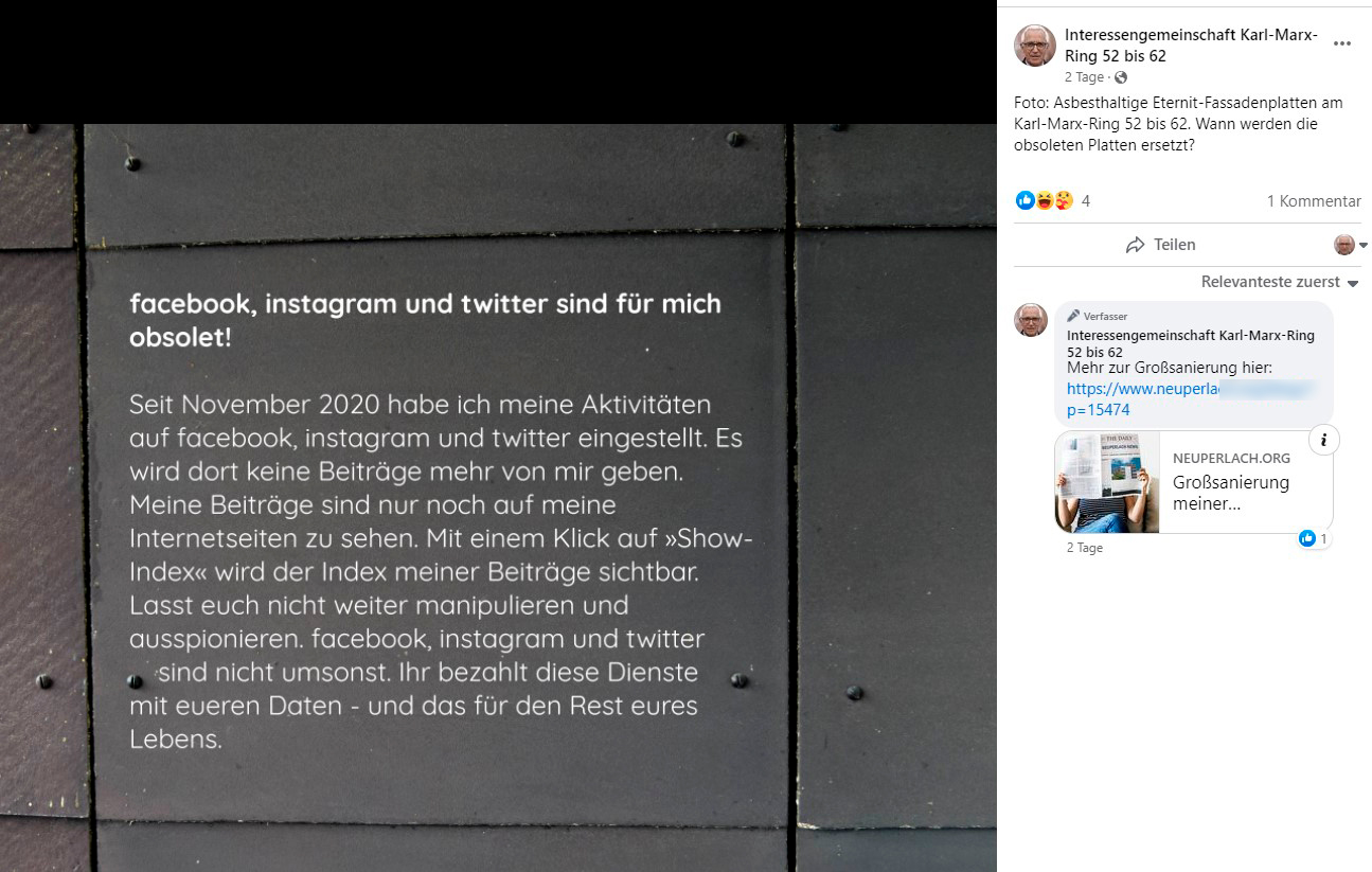 Obsolet-Kranke Posts meines Stalkers